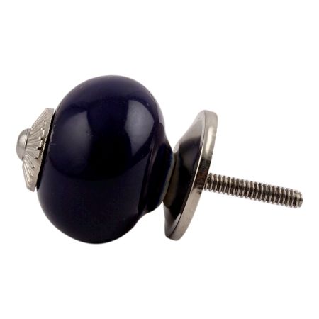 Navy Blue Silver Fitting Ceramic Knob